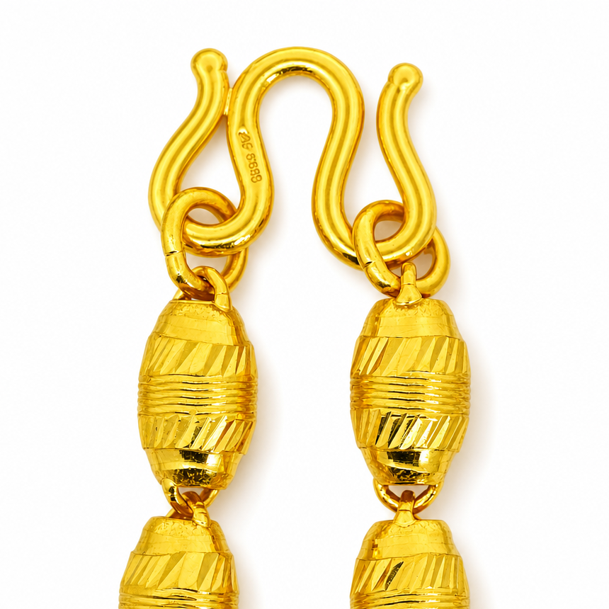 24K Gold Barrel Bead Chain 7mm 24in