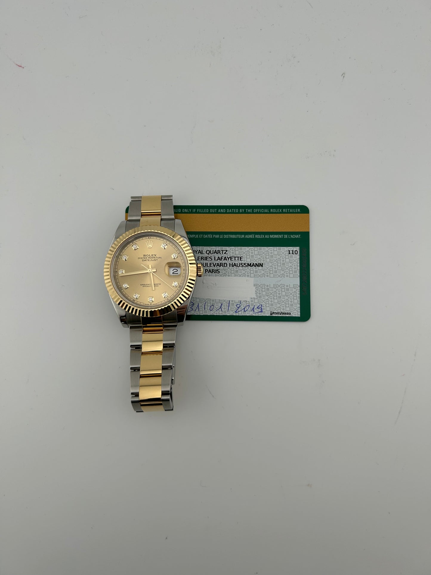Rolex Datejust 41 Champagne Diamond Dial on 2 Tone Oyster Bracelet Ref. 126333 Card 2019 — view 7