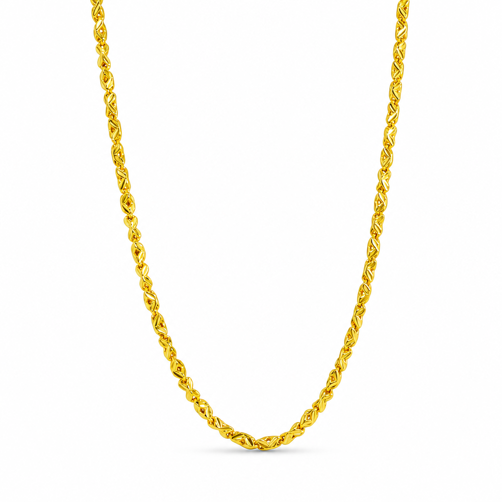 24K Gold Anchor Link Chain with Cutz 4mm 26in
