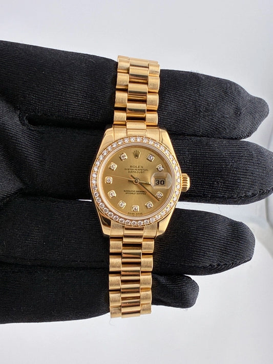Rolex Datejust Lady President Champagne Diamond Dial on President Ref 179138