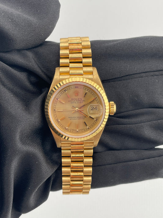 Rolex Datejust Lady Champagne Stick Dial on President Bracelet Ref. 69178 Papers 1990 — view 2