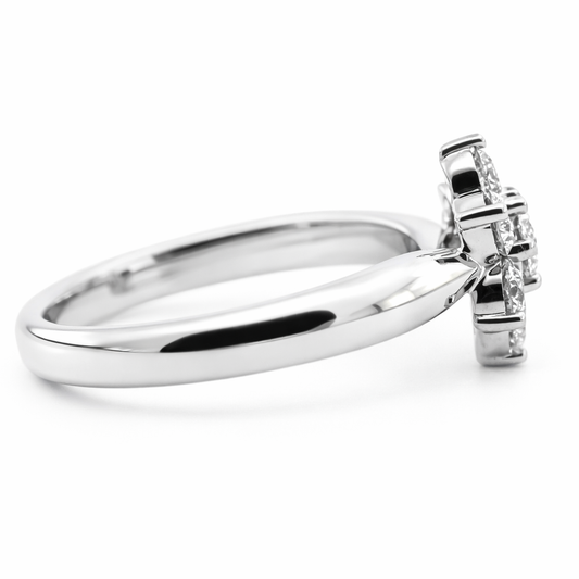 18k White Gold Cluster Style Ring Size 5 - Fine Jewelry | Bust Down & Co
