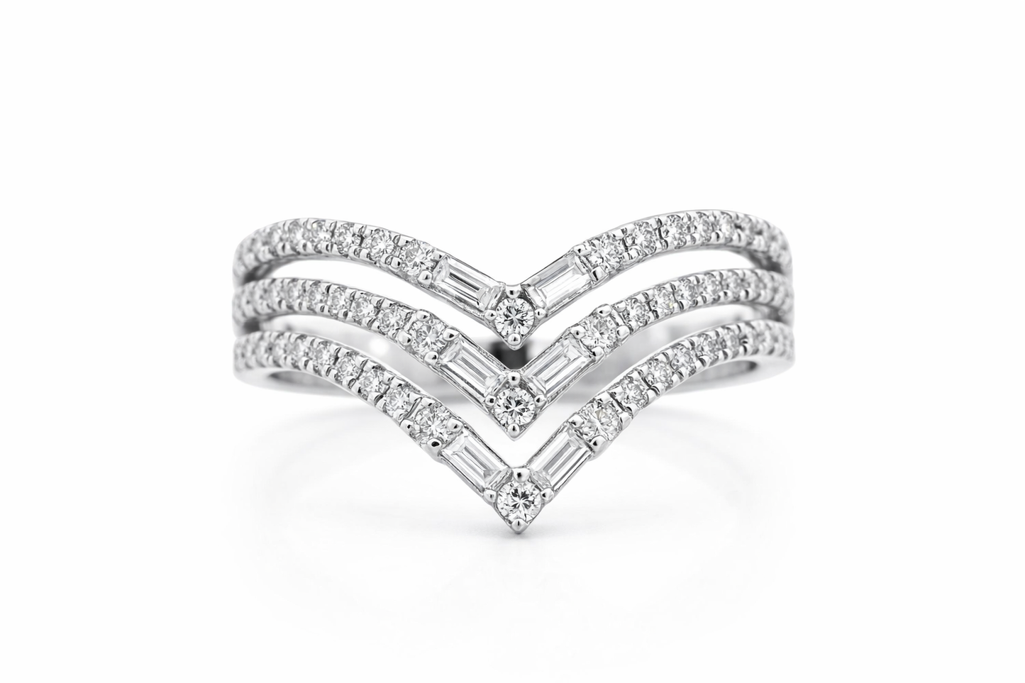 14k White Gold Pointed End Dia. Ring Size 7 - Fine Jewelry | Bust Down & Co