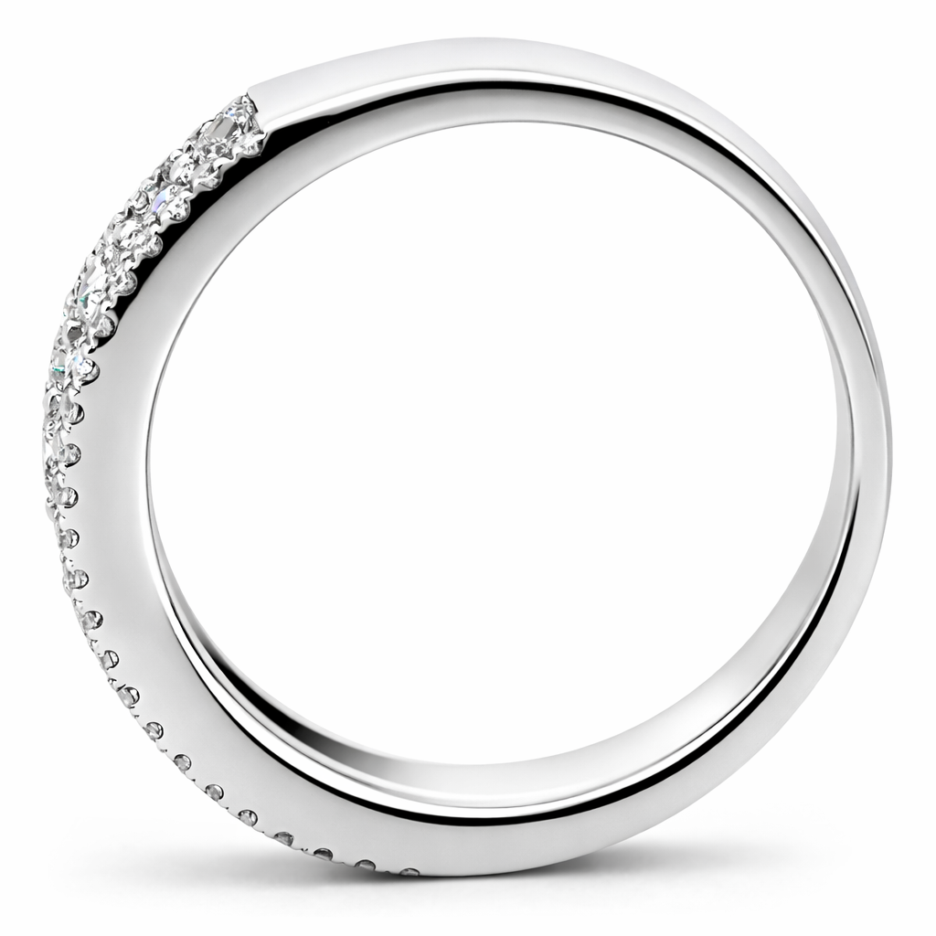 14k White Gold Big Small Dia. W/Boarder Style Ring Size 6.75 View 3 - Fine Jewelry | Bust Down & Co