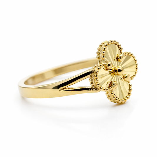 14k Yellow Gold Single Flower Cnc Ring - Fine Jewelry | Bust Down & Co