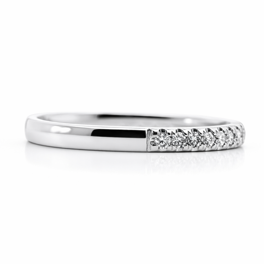 14k White Gold Single-Row Diamond Open Ends Ring Size 6.5 View 2 - Fine Jewelry | Bust Down & Co