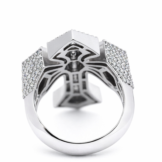 Men's 10K White Gold 2.25ct Diamond Cross Fashion Ring