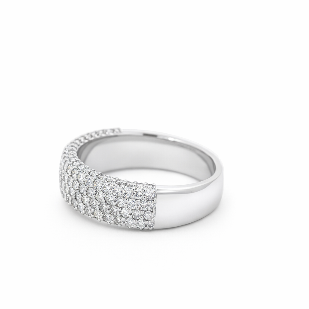 14k White Gold Half Way Round Diamonds Ring Size 8.5 - Fine Jewelry | Bust Down & Co