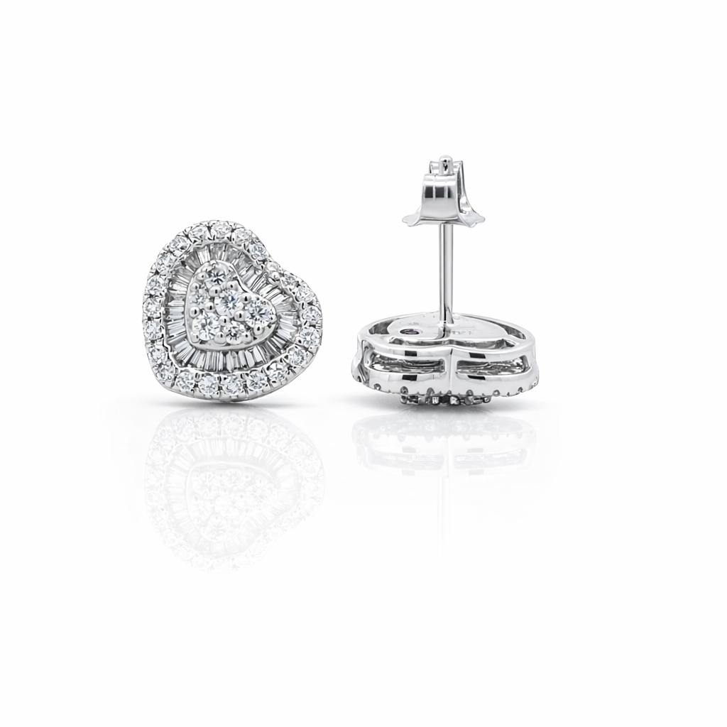 14k White Gold Heart Earrings Earrings - Fine Jewelry | Bust Down & Co