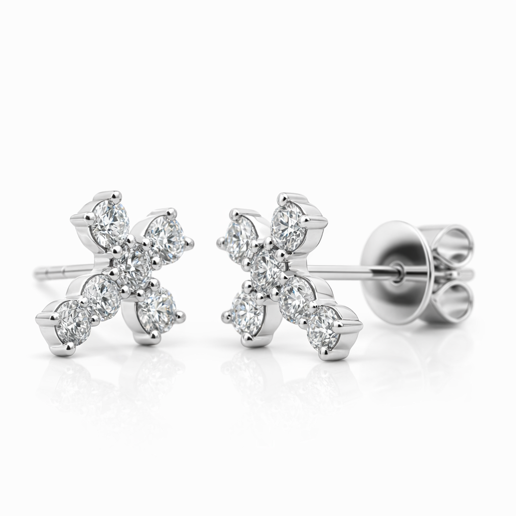 18k White Gold Dia. Cross Earrings - Fine Jewelry | Bust Down & Co