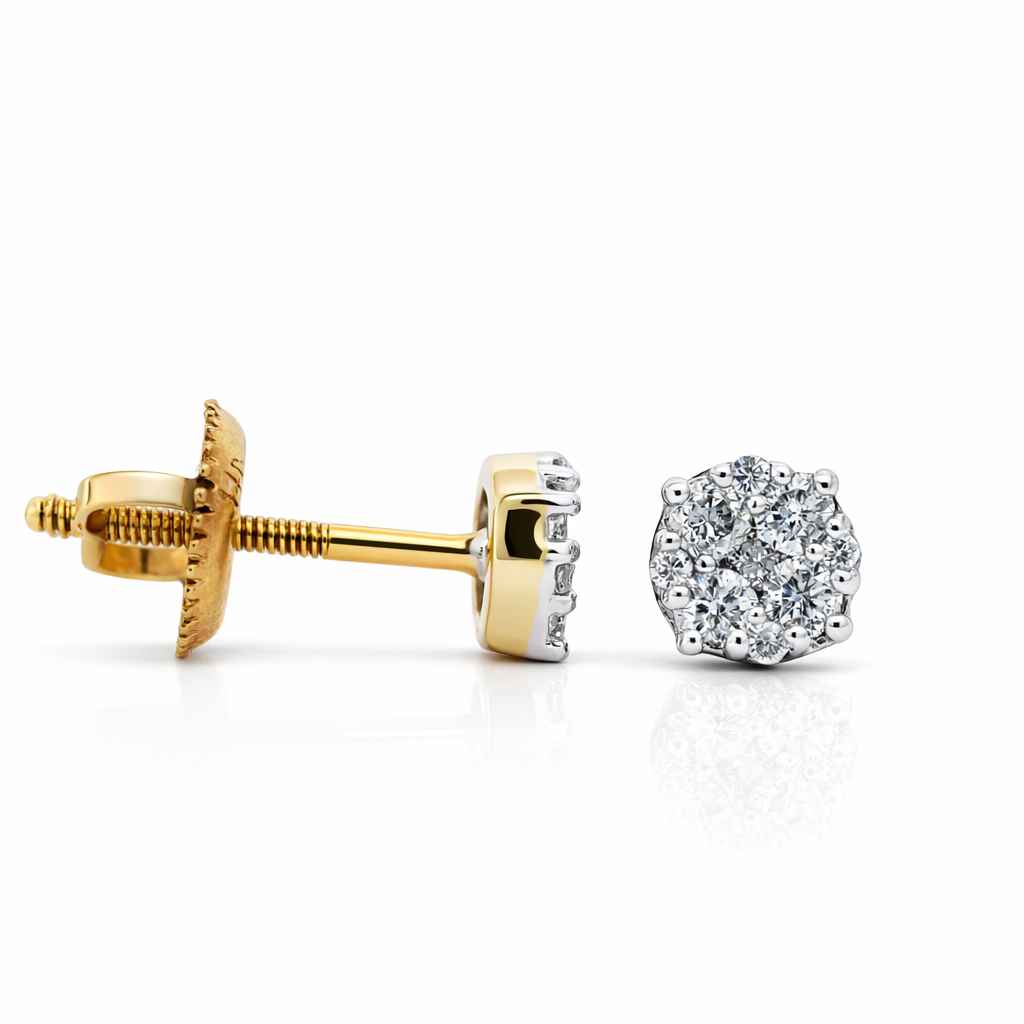 14k Yellow Gold Dia. Clusters Earrings - Fine Jewelry | Bust Down & Co