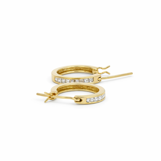 14k Yellow Gold Diamond Hoops Earrings - Fine Jewelry | Bust Down & Co