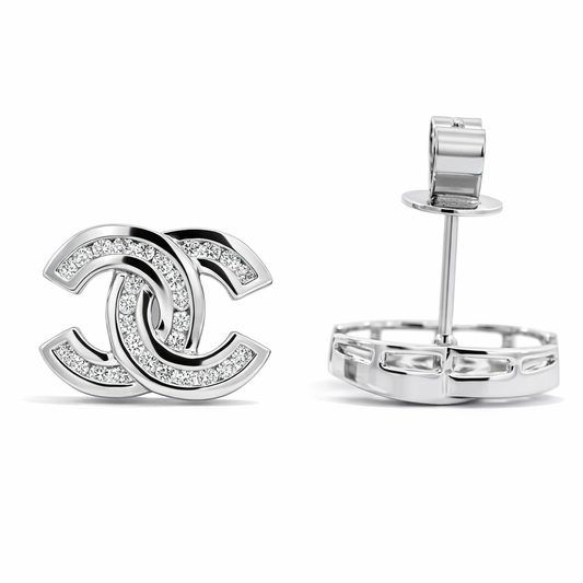 18k White Gold Chanel Insipired Dia. Earrings - Fine Jewelry | Bust Down & Co
