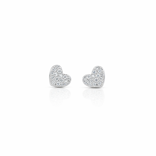18k White Gold Heart Dia. Earrings - Fine Jewelry | Bust Down & Co