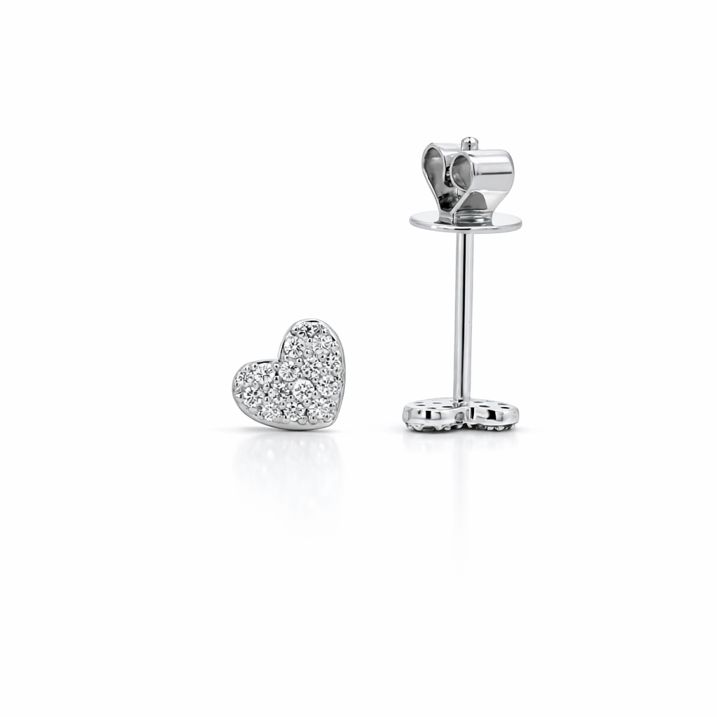 18k White Gold Heart Dia. Earrings - Fine Jewelry | Bust Down & Co