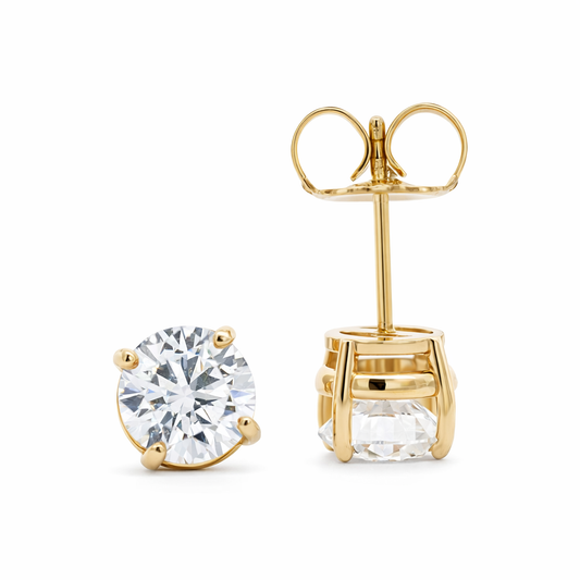 14k Yellow Gold Diamond Studs Earrings - Fine Jewelry | Bust Down & Co