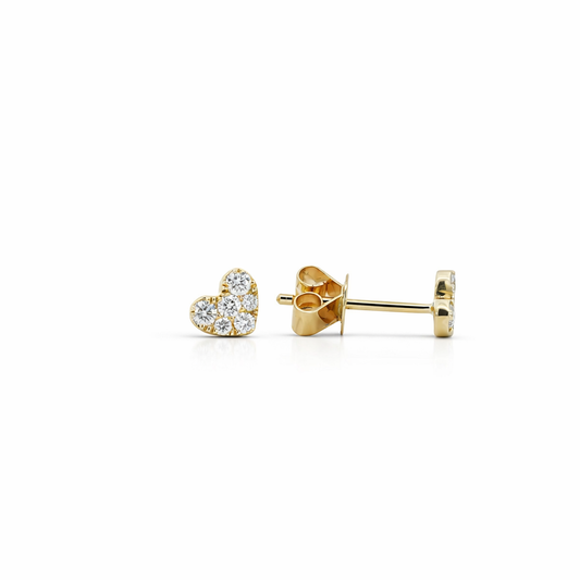 14k Yellow Gold Heart Clusters Earrings - Fine Jewelry | Bust Down & Co