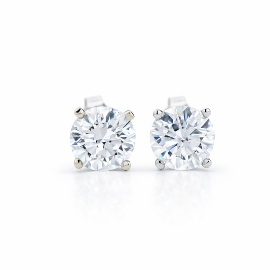 14k White Gold Lab Studs Earrings - Fine Jewelry | Bust Down & Co
