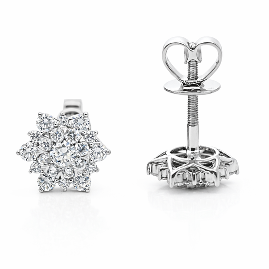 PLT Gold Flower Diamond Earrings - Fine Jewelry | Bust Down & Co