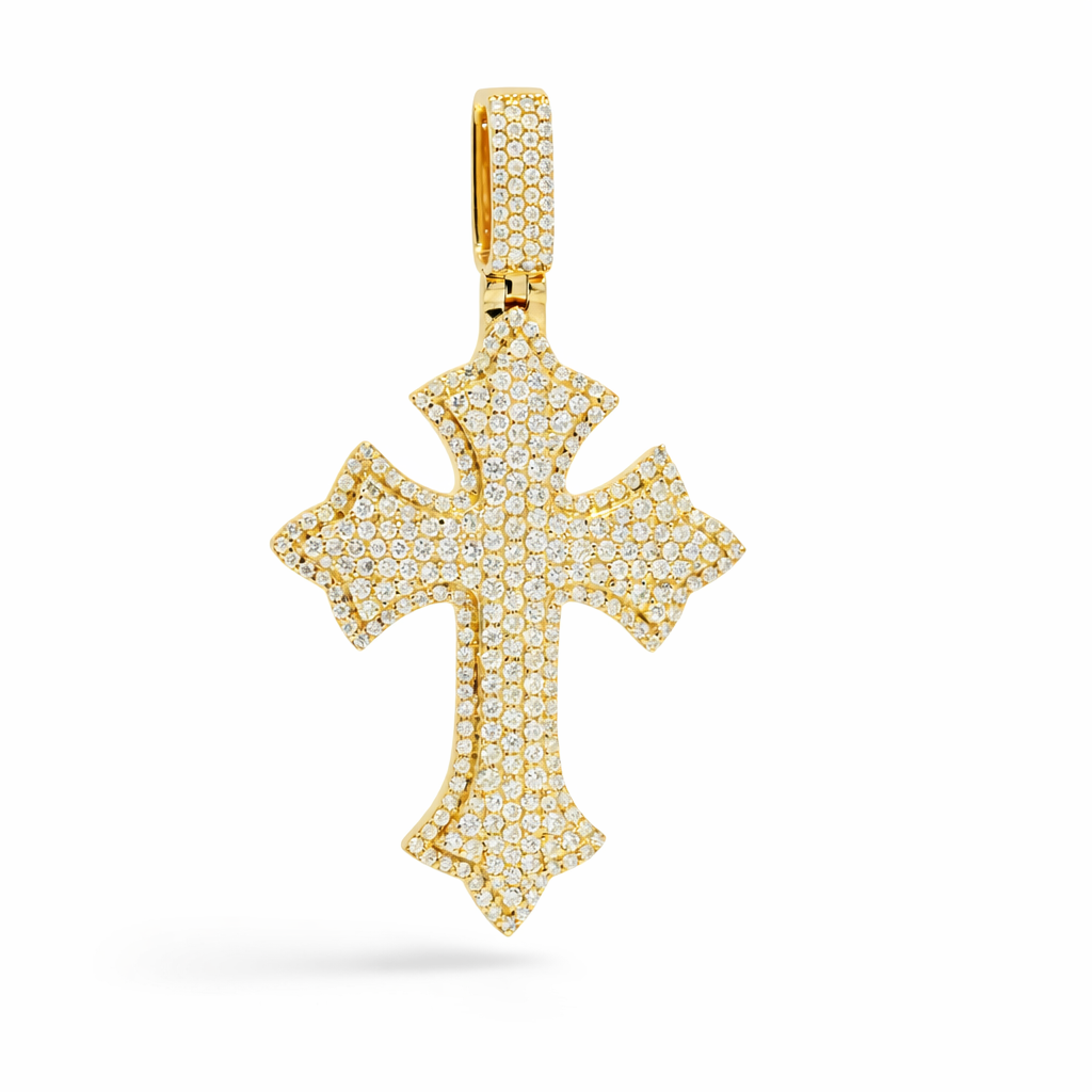 14k Yellow Gold Cross Pendant - Fine Jewelry | Bust Down & Co