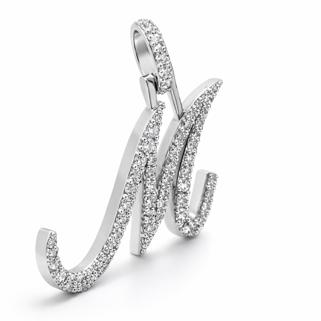 10k White Gold Initial Dia. Pendant Pendant - Fine Jewelry | Bust Down & Co
