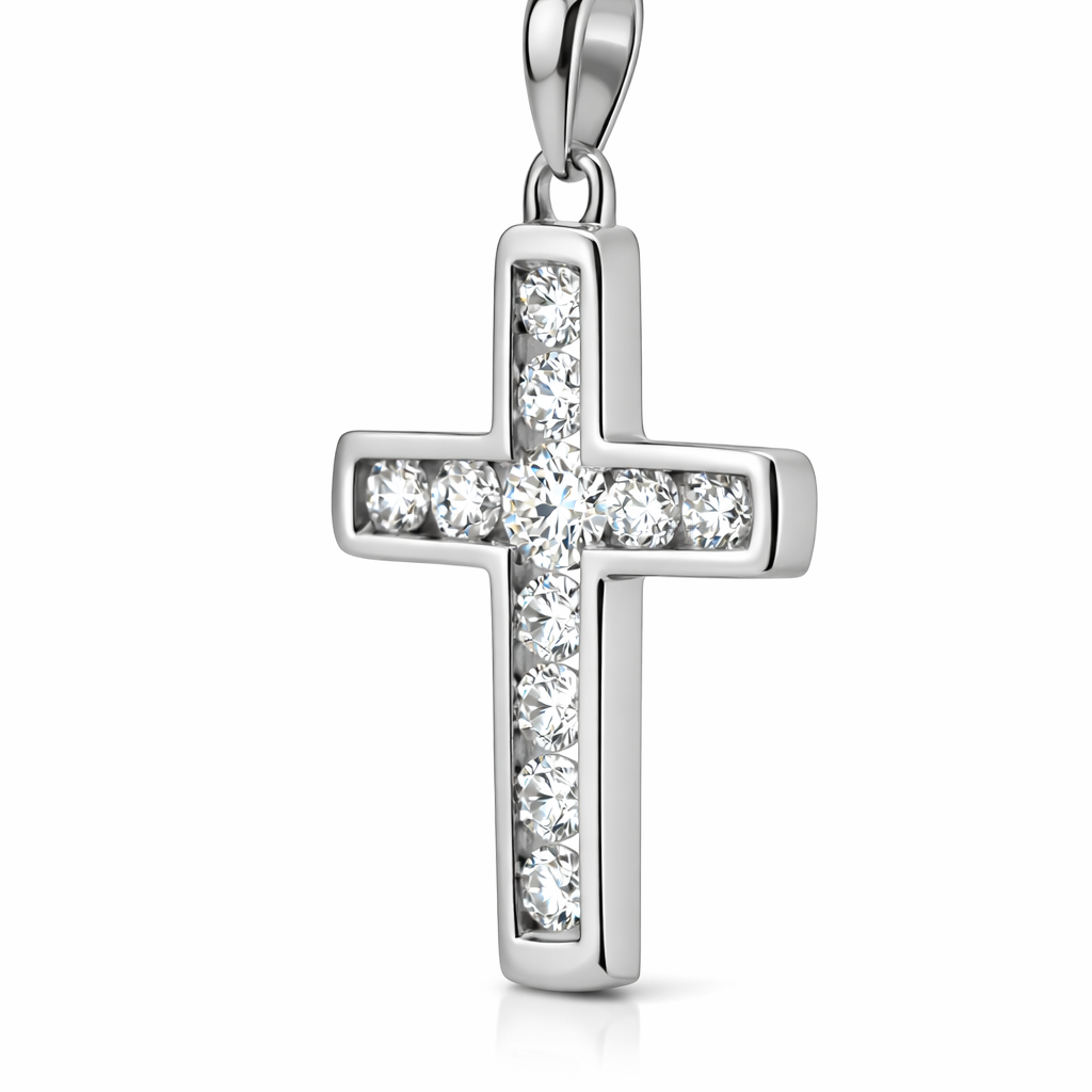 14K White Gold 0.50ct Diamond Cross Pendant - Fine Jewelry | Bust Down & Co