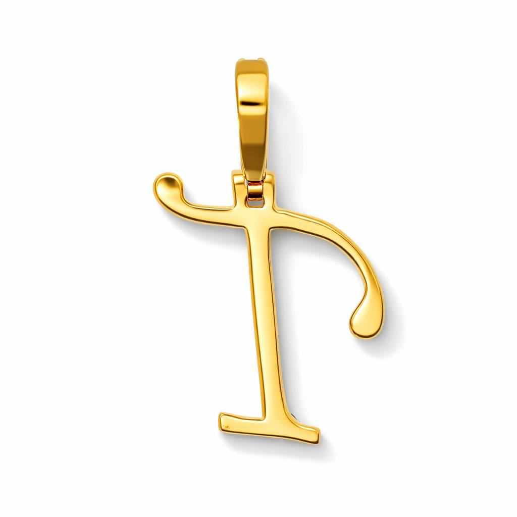 Colgante de oro amarillo de 14k con diamante inicial "T" de 0,40 ct y 1,2 g