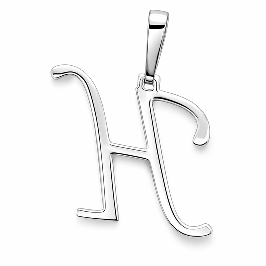 14k White Gold Initial H Diamond Pendant - Fine Jewelry | Bust Down & Co