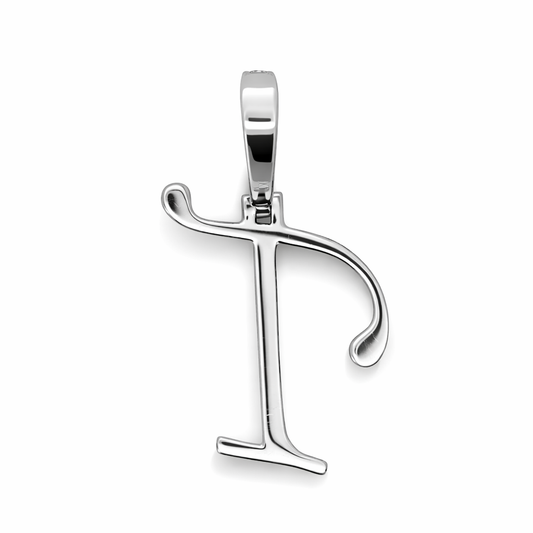 14k White Gold Initial T Diamond Pendant - Fine Jewelry | Bust Down & Co