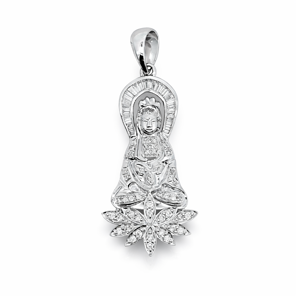 PLT Gold Lady Buddha Diamond Pendant Pendant - Fine Jewelry | Bust Down & Co