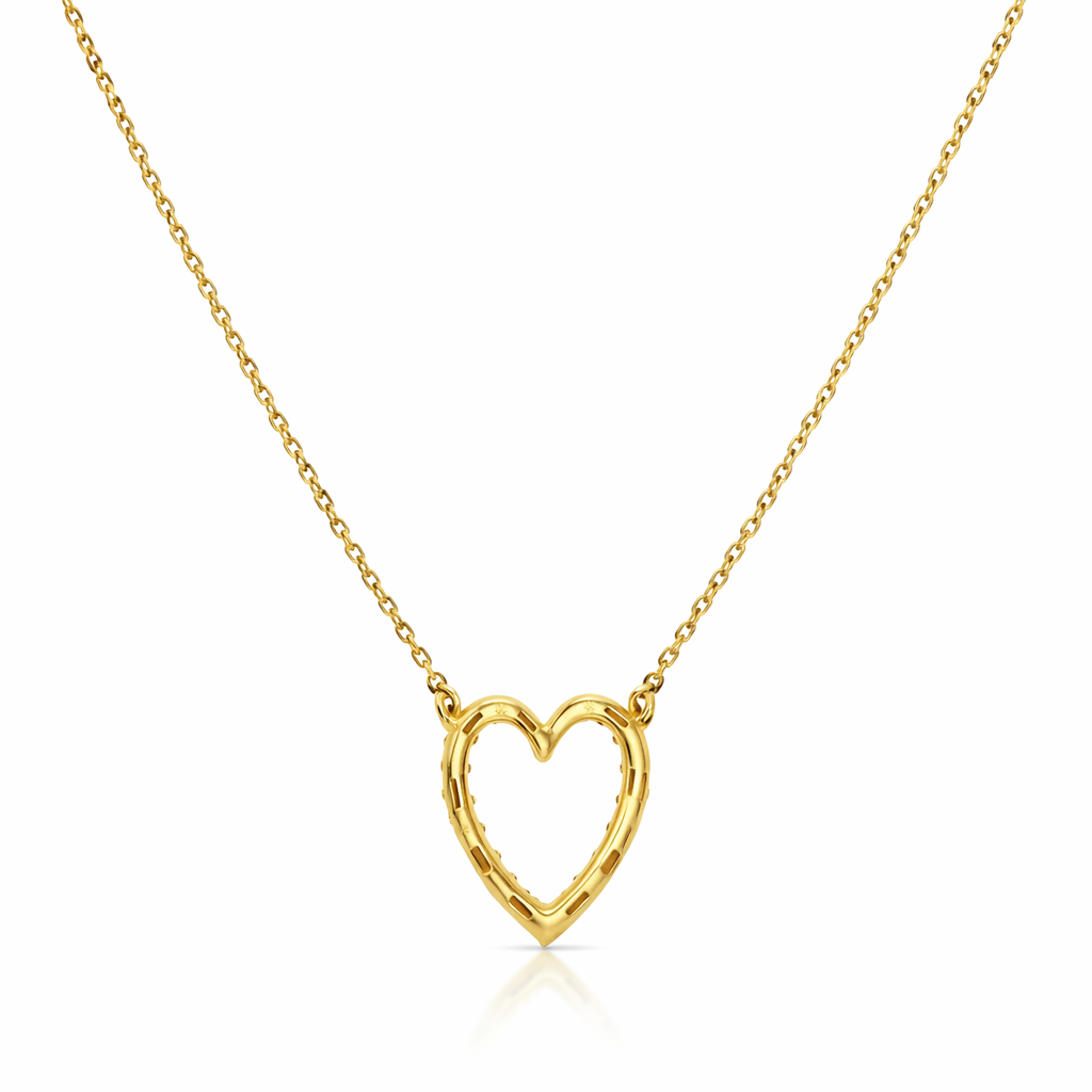 14k Yellow Gold Dia. Heart Necklace Chain - Fine Jewelry | Bust Down & Co