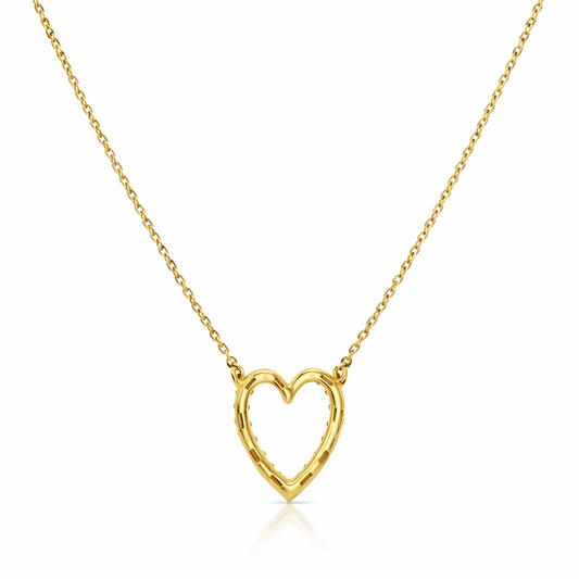 14k Yellow Gold Dia. Heart Necklace Chain - Fine Jewelry | Bust Down & Co