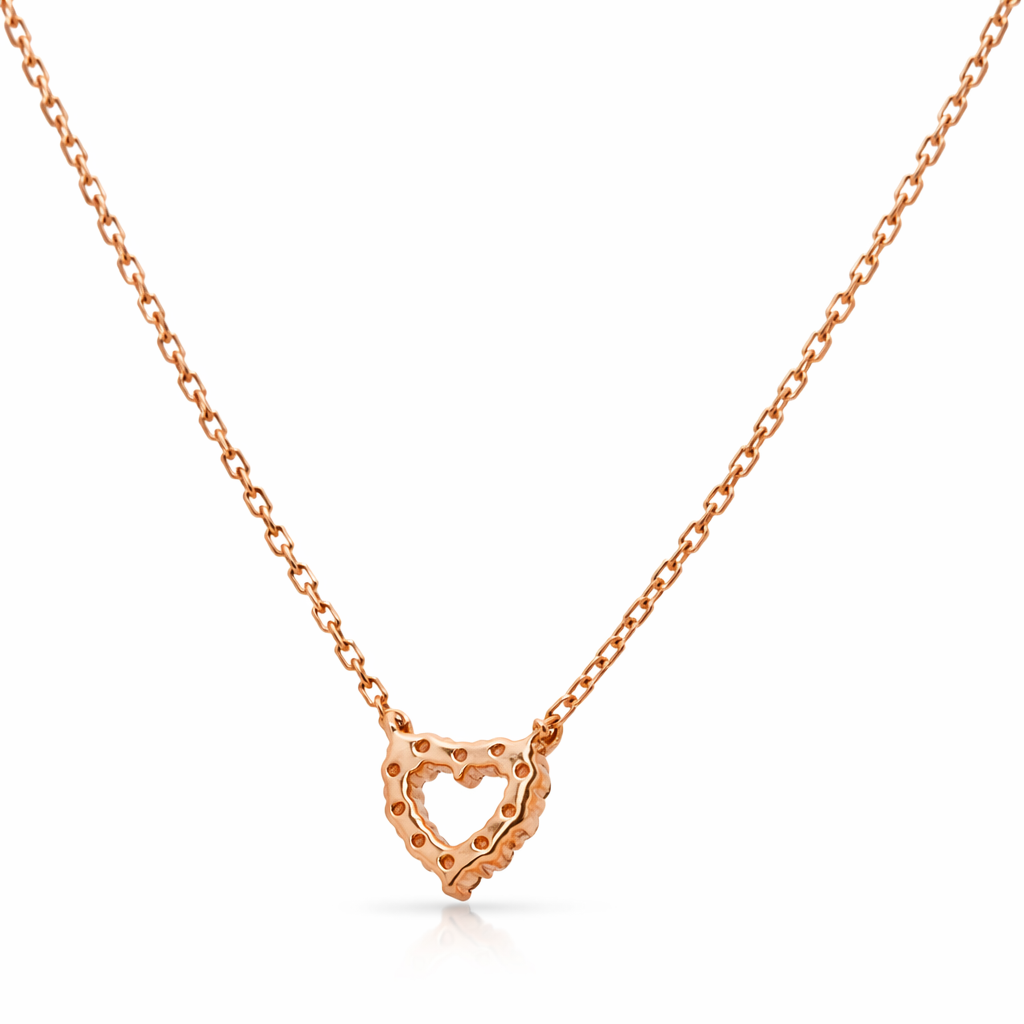 14k Rose Gold Open Heart Dia. Chain - Fine Jewelry | Bust Down & Co