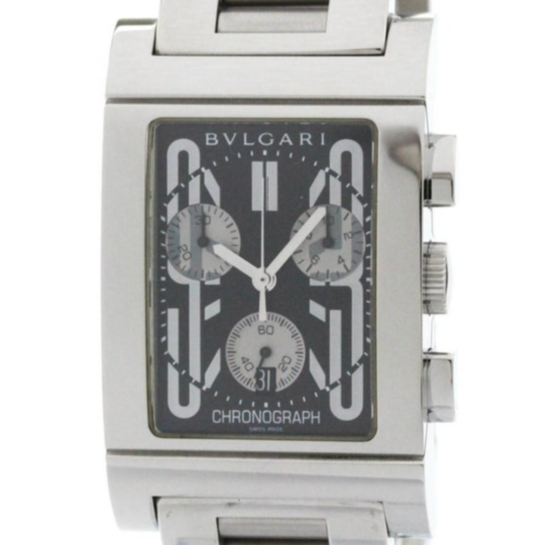 Bvlgari Rettangolo Chronograph Black Dial on Stainless Steel Bracelet Ref. RTC49S