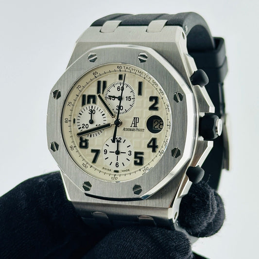 Audemars Piguet Royal Oak Offshore Safari White Dial on Rubber Strap Ref 26170ST with Papers 2011