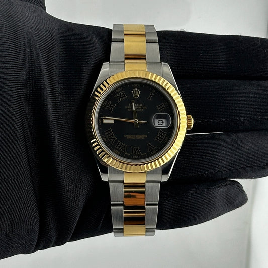 Rolex Datejust II Black Roman Dial on Oyster Ref 116333 with New Style Card White 2014