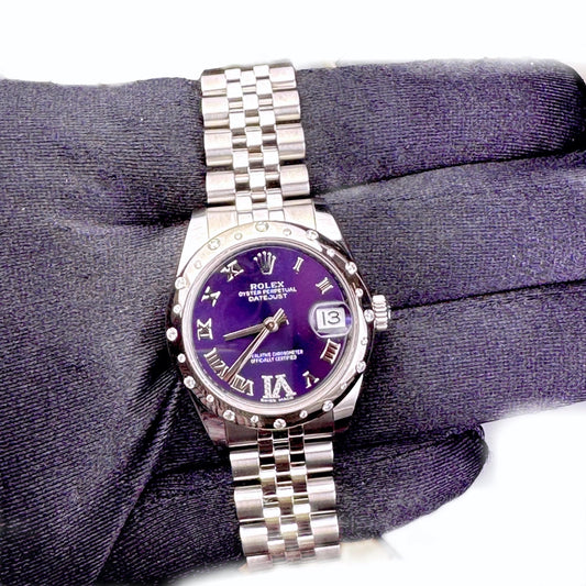 Rolex Datejust Purple Roman Dial on Jubilee Ref 178344 with New Style Card Green 2021