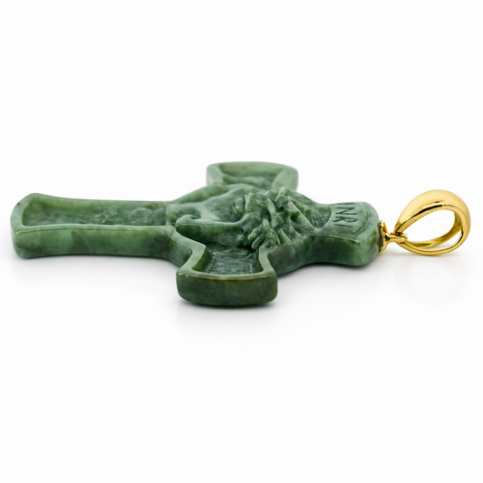 18k Yellow Gold Grade A Jade Pendant - Fine Jewelry | Bust Down & Co