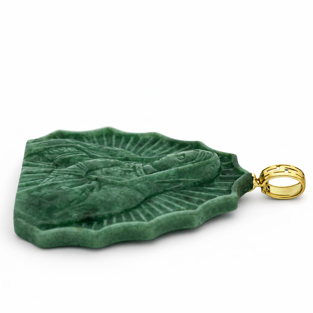 18k Yellow Gold Grade A Jade Pendant - Fine Jewelry | Bust Down & Co
