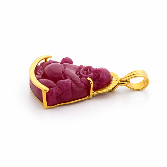 Natural Ruby Buddha 18k Yellow Gold Wrap - Fine Jewelry | Bust Down & Co