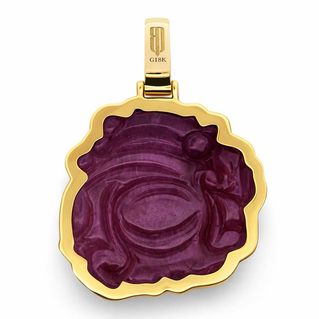 18K Yellow Gold Fat Buddha Solid Gold Wrap Pendant