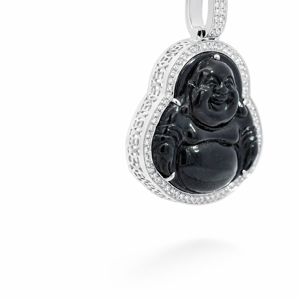 18k White Gold Dia. Wrap Buddha Pendant - Fine Jewelry | Bust Down & Co