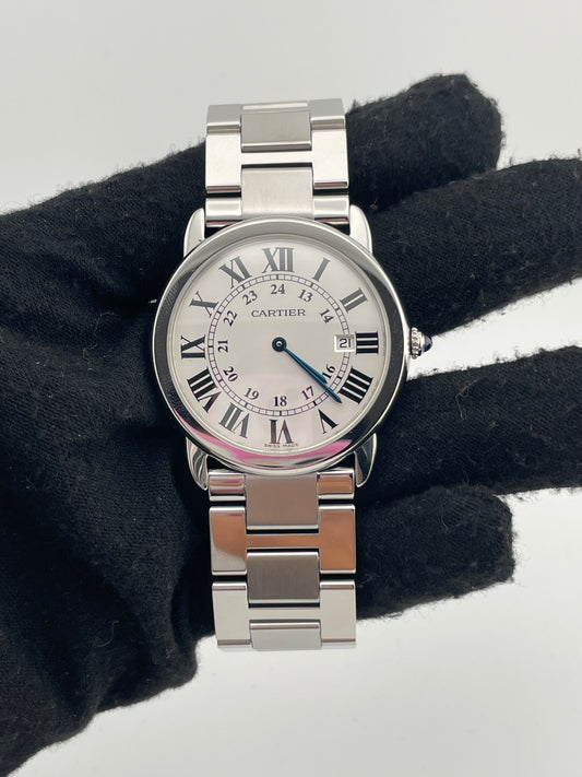 Cartier Ronde Solo Silver Roman Numerals Dial on Stainless Steel Bracelet Ref. W6701005 — view 2