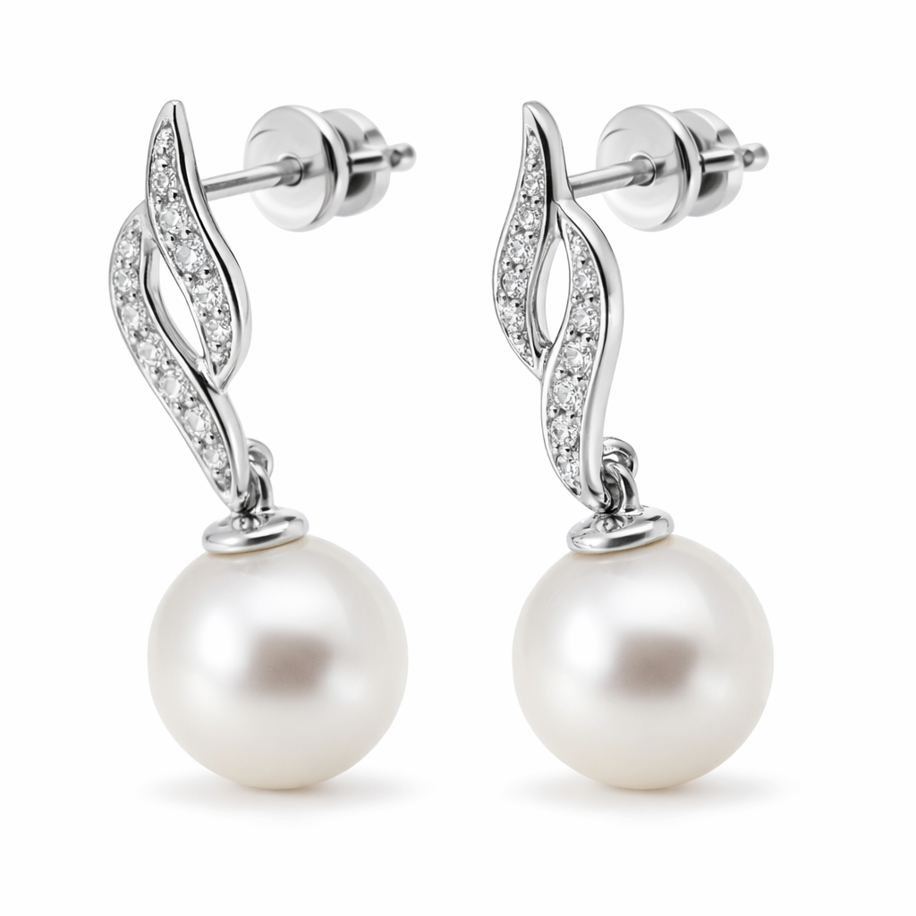 PLT Gold Pearl Diamond Earrings - Fine Jewelry | Bust Down & Co