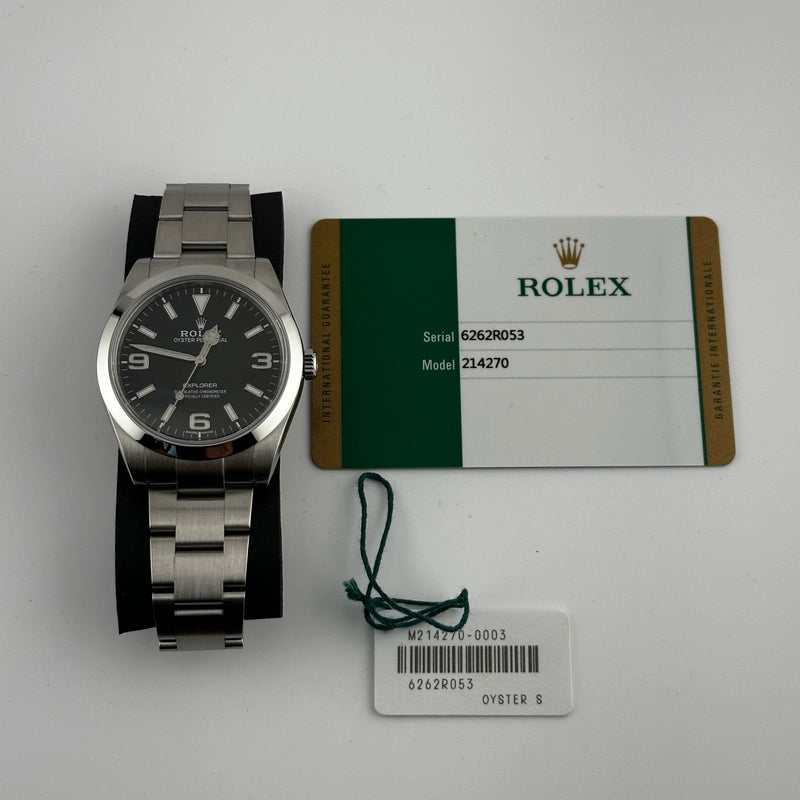 Rolex Explorer I Black Dial on Oyster Ref 214270 with New Style Card White 2017