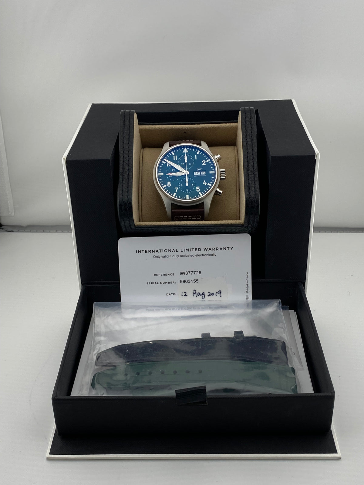 Iwc Pilot's Watch Chronograph Edition Racing Green Dial on Leather Ref. IW377726 Complete 2019 — view 6