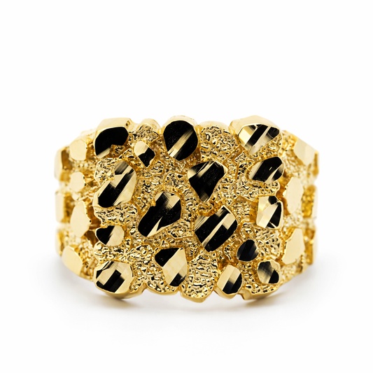 14k Yellow Gold Nugget Style Ring Size 10 View 4 - Fine Jewelry | Bust Down & Co