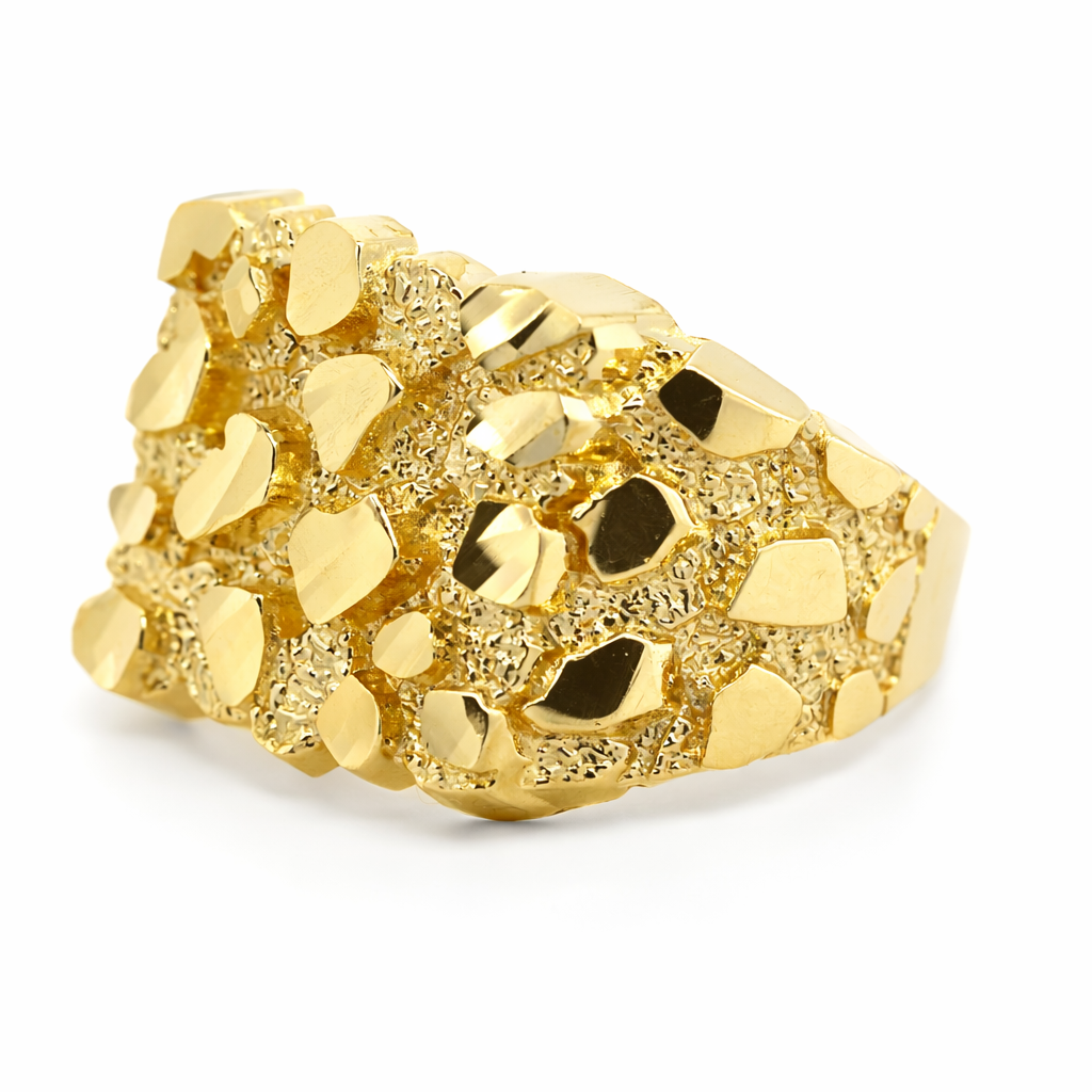 14k Yellow Gold Nugget Style Ring Size 10 View 8 - Fine Jewelry | Bust Down & Co