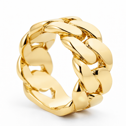 14k Yellow Gold Cuban Style Ring Size 10 - Fine Jewelry | Bust Down & Co