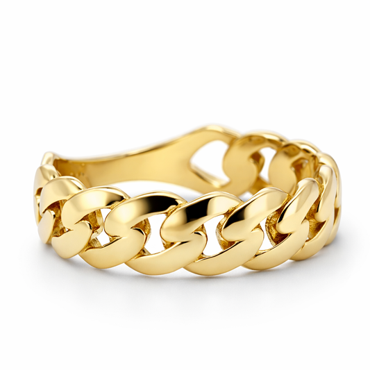 14k Yellow Gold Cuban Style Ring Size 8 - Fine Jewelry | Bust Down & Co